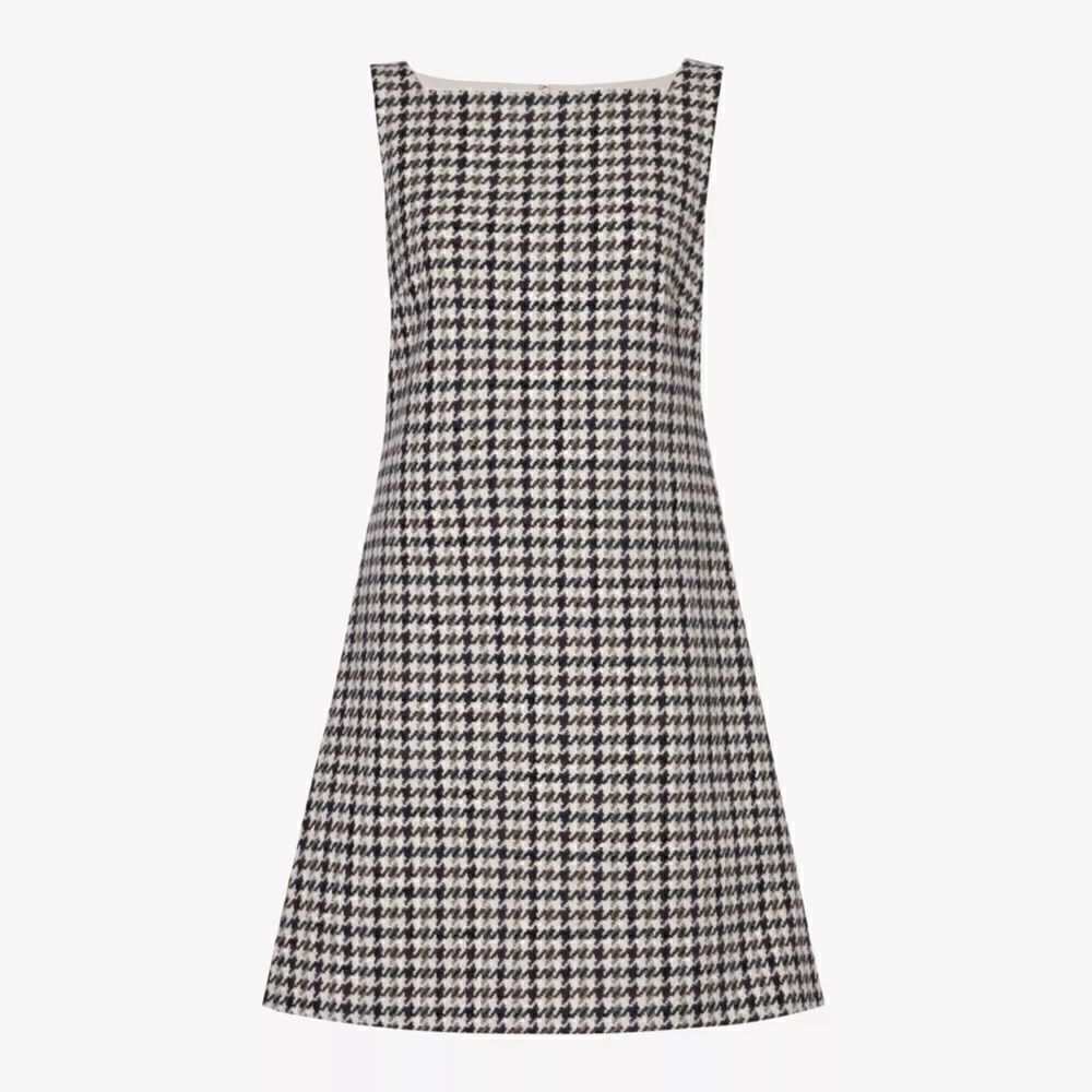 THEORY Houndstooth square-neck wool mini dress
